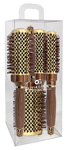 Olivia Garden NanoThermic PowerGrip Thermal brush with special patented wavy barrel for extra tension and grip, ceramic coated barrel, ionic technology, ergonomic handle, for medium to thick hair