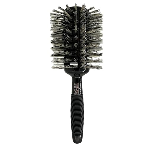 Phillips Brush Luxe Monster Vent 3 Professional Hair Brush (4” Diameter Barrel) – Black & Gold Vented Hairbrush with Nylon Reinforced Boar Hair Bristles, Ergonomic Rubber Grip