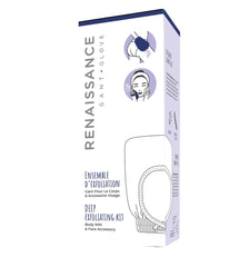 Renaissance Glove a body Exfoliating Mitt with face scrubbing accessory by Daniele Henkel – Vegan more effective & resistant than a loofah, brush or scrub sponge bath -100% natural (Zenith Blue)
