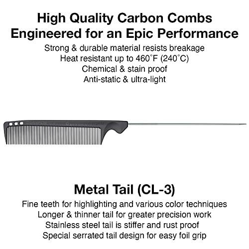 Olivia Garden CarbonLite carbon combs, totally snag-free, ultra-light, high heat resistant, durable and anti-static