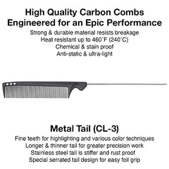 Olivia Garden CarbonLite carbon combs, totally snag-free, ultra-light, high heat resistant, durable and anti-static