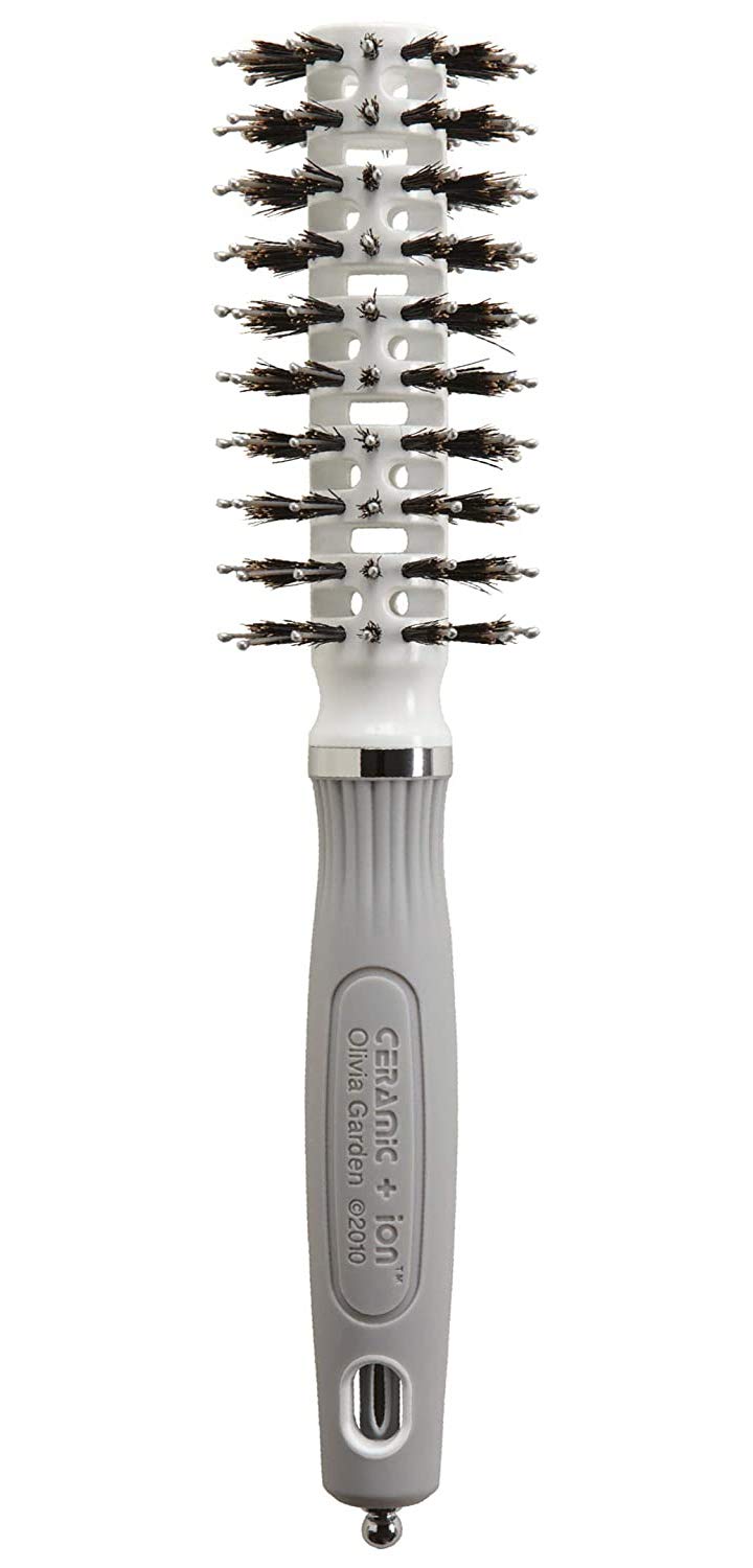 Olivia Garden Ceramic + Ion Turbo Vent Combo Hair Brush (ionic & 100% boar bristles) (Petite 2")