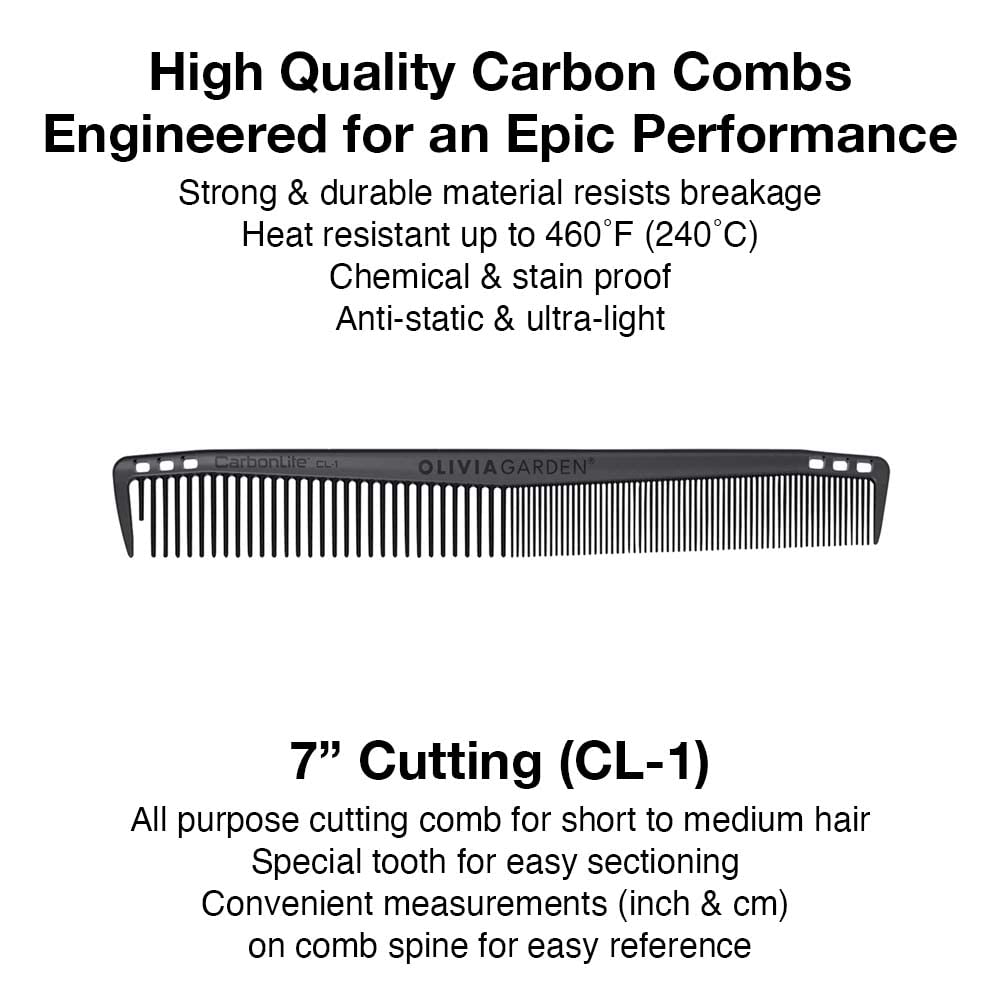 Olivia Garden CarbonLite carbon combs, totally snag-free, ultra-light, high heat resistant, durable and anti-static