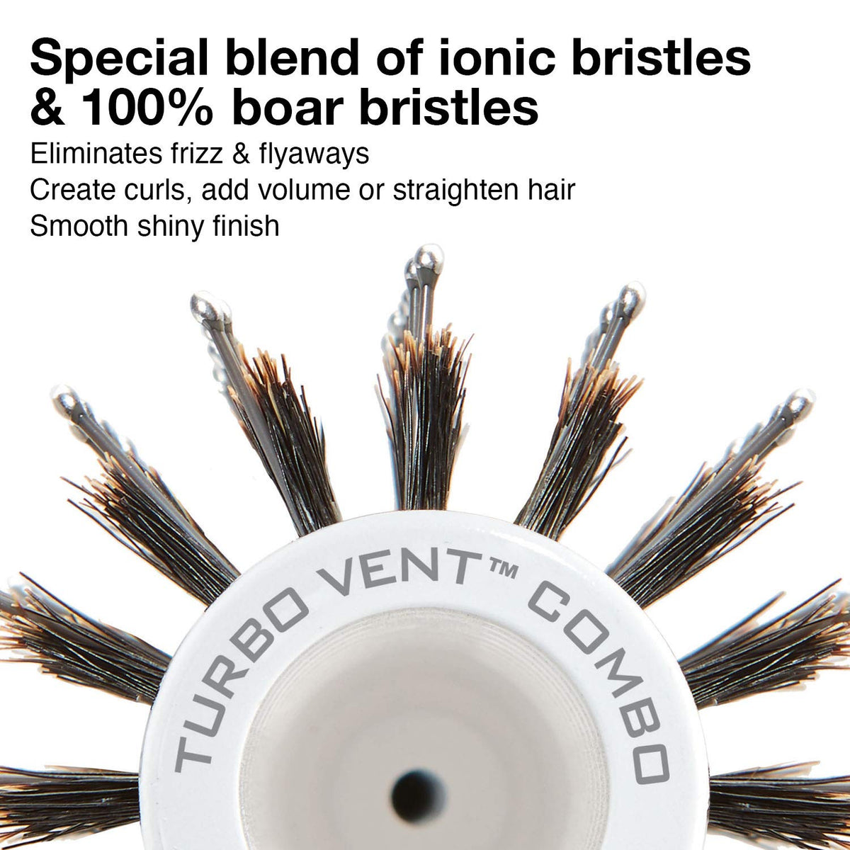 Olivia Garden Ceramic + Ion Turbo Vent Combo Hair Brush (ionic & 100% boar bristles) (Petite 2")