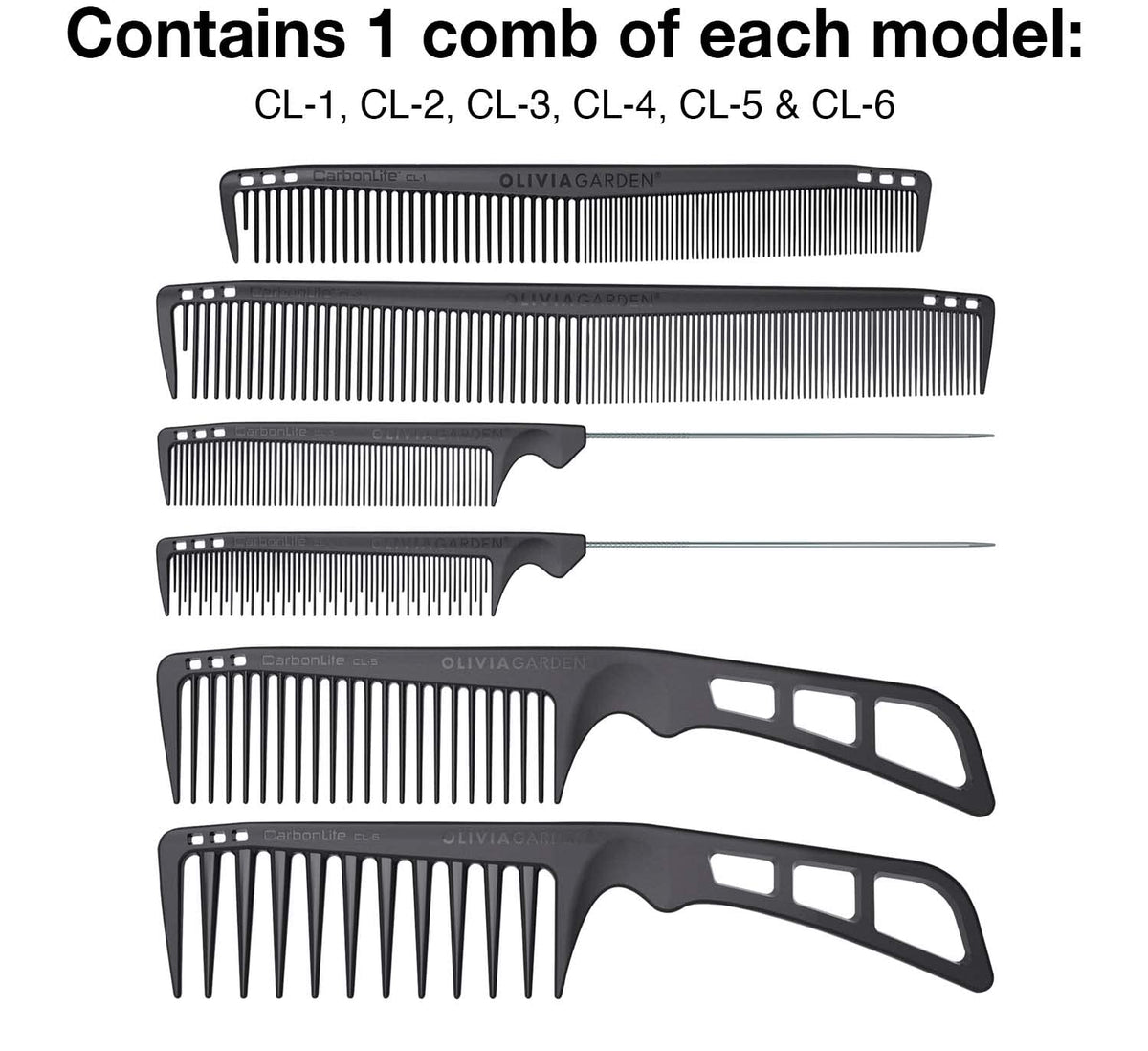 Olivia Garden CarbonLite carbon combs, totally snag-free, ultra-light, high heat resistant, durable and anti-static