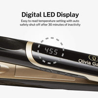 Olivia Garden Ceramic + Ion High Performance Professional Flat Iron, Dual voltage, 11 temperature settings, floating plates, with Heat Resistant Mat/Pouch, Black/Gold