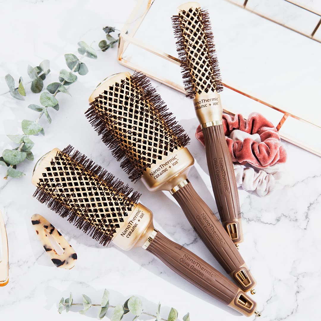 Olivia Garden NewCycle Round Thermal Hair Brush (not electrical) with ceramic barrel, ionic technology and made from 100% recycled material (except bristles)