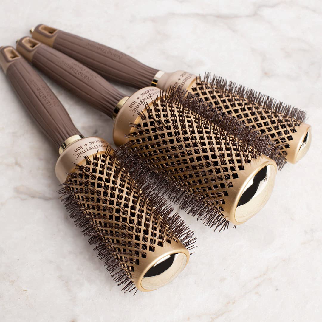 Olivia Garden NewCycle Round Thermal Hair Brush (not electrical) with ceramic barrel, ionic technology and made from 100% recycled material (except bristles)