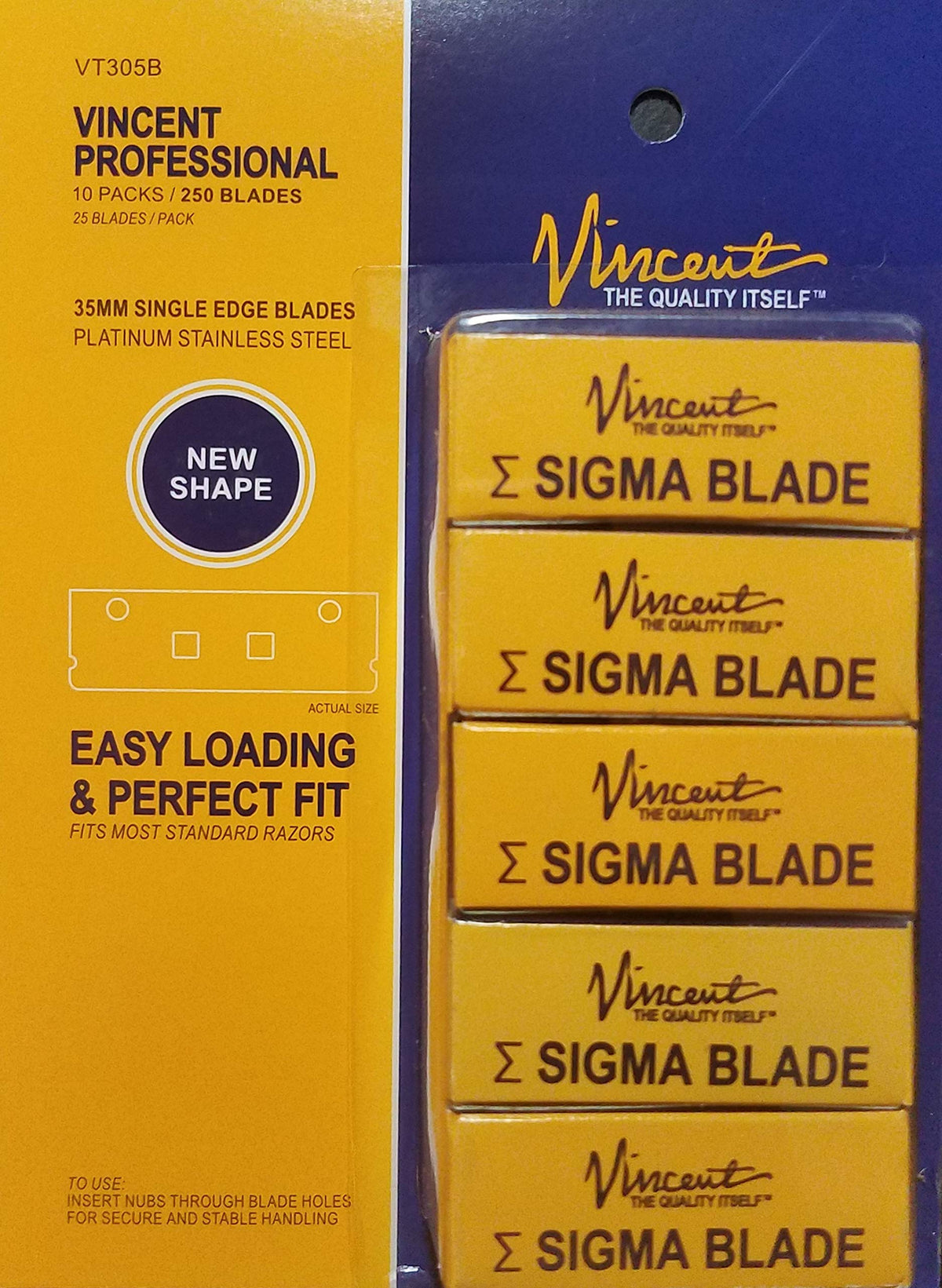 Vincent Sigma Blade 35mm Single Edge Platinum Coated Stainless Steel