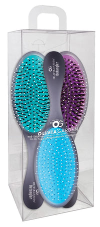 Olivia Garden OG Brush Detangler, removable cushion, scalp hugging shape massages the scalp, for wet or dry hair, for women, men and children, Fine to Medium hair, Black