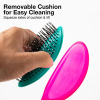 Olivia Garden OG Brush Detangler, removable cushion, scalp hugging shape massages the scalp, for wet or dry hair, for women, men and children, Fine to Medium hair, Black