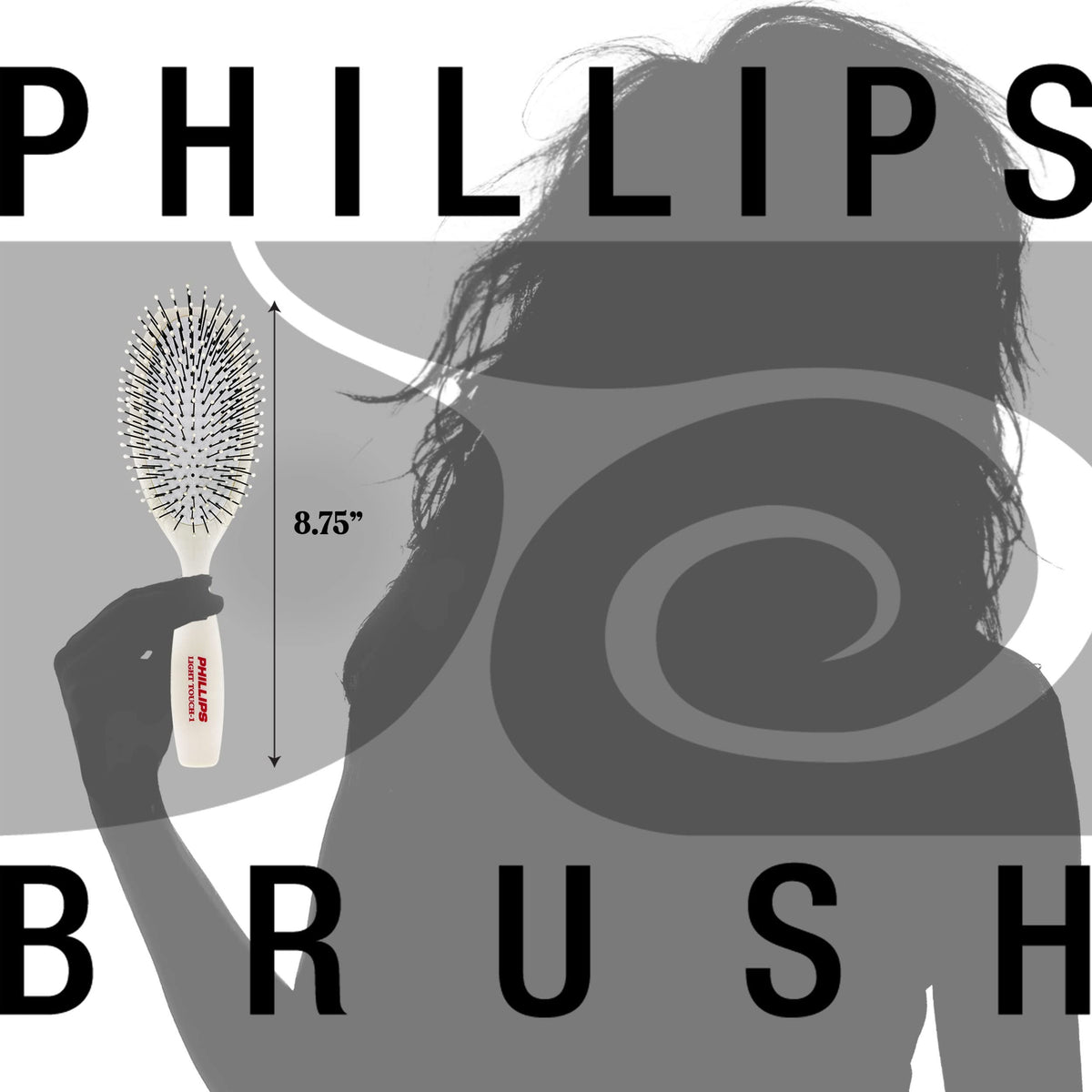 Phillips Brush Co Light Touch 1 Oval Cushioned Brush with Ball Tipped Nylon Bristles, Contoured Handle