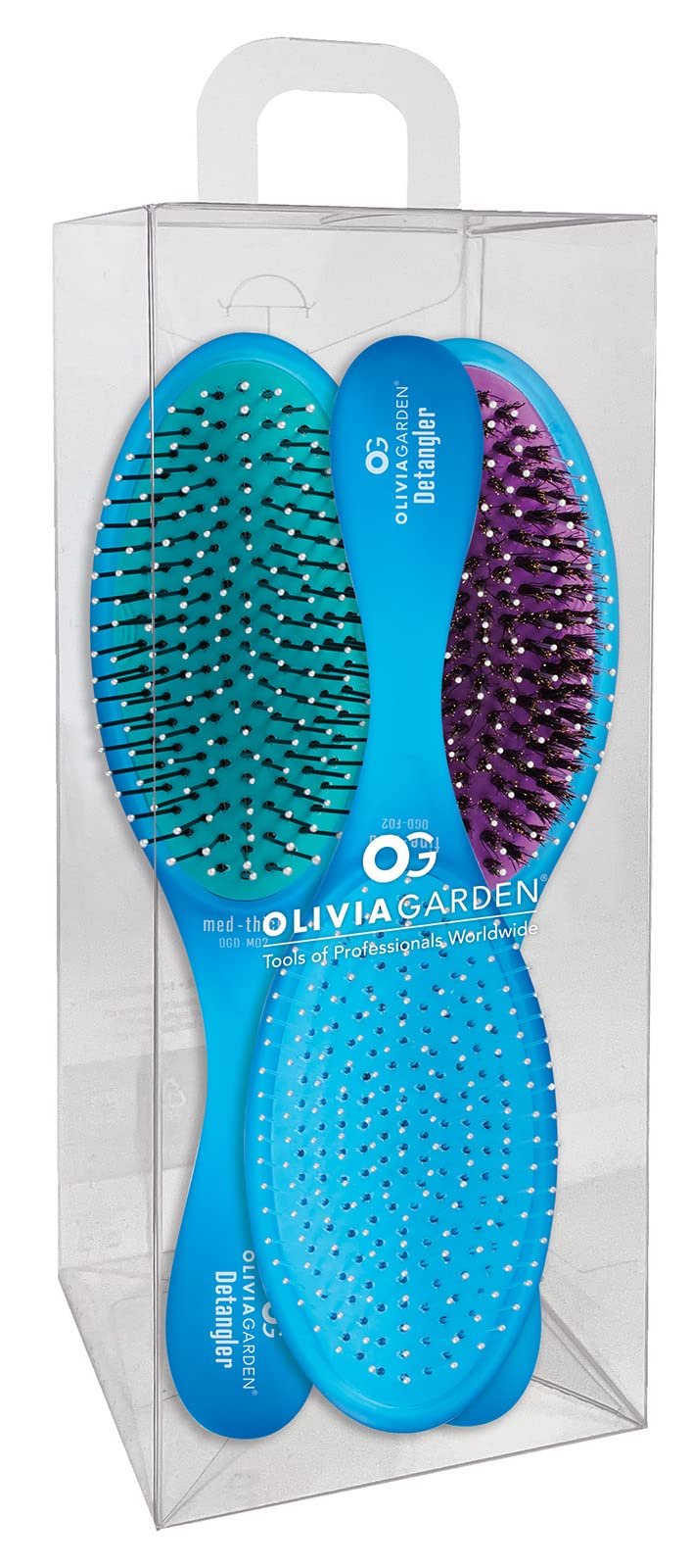 Olivia Garden OG Brush Detangler, removable cushion, scalp hugging shape massages the scalp, for wet or dry hair, for women, men and children, Fine to Medium hair, Black