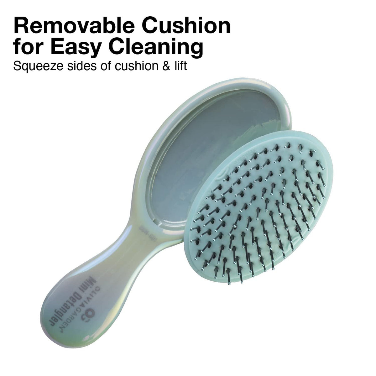 Olivia Garden OG Brush Detangler, removable cushion, scalp hugging shape massages the scalp, for wet or dry hair, for women, men and children, Fine to Medium hair, Black