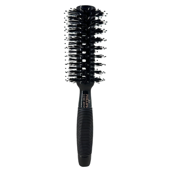 Phillips Brush Luxe Monster Vent 5 Poly-Tipped Professional Hair Brush (2.5” Diameter Barrel) – Black & Gold Vented Hairbrush, Mixed Boar Hair & Poly-Tipped Nylon Bristles