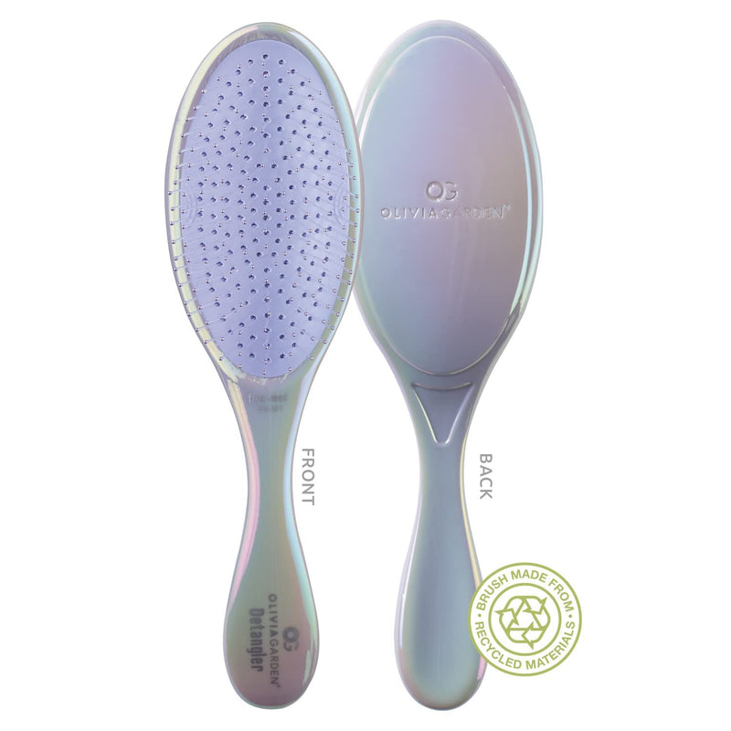 Olivia Garden Opal OG Brush Detangler, removable cushion, scalp hugging shape massages the scalp, for wet or dry hair, for women, men and children, Fine to Medium hair, Opal Purple