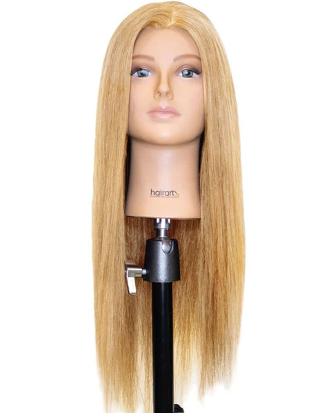 HairArt Cosmetology Mannequin Head (NICO 4323B) 100% Human Hair 24" Length Soft Blonde