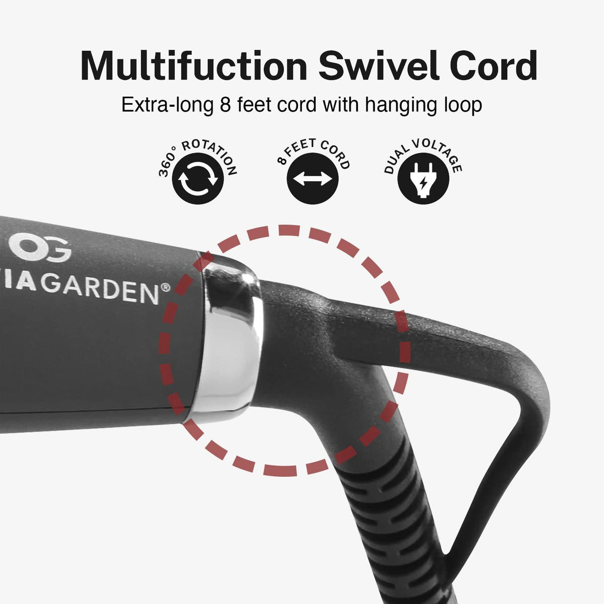 Olivia Garden Titanium + Ion High Performance Professional Curling Iron Dual Voltage with Heat Resistant Heat Mat/Pouch and 1 Limited Edition Detangling Brush