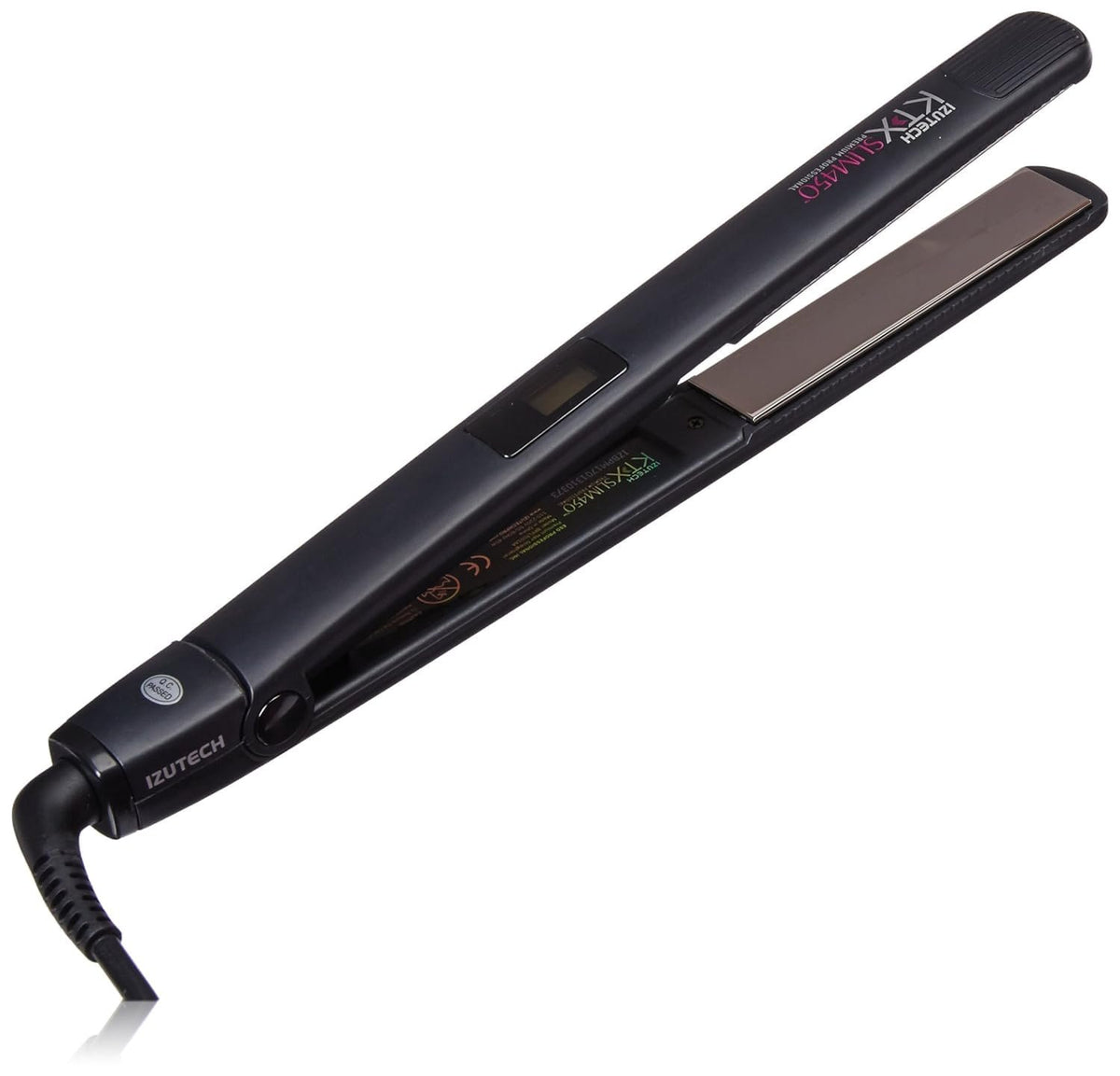 IZUTECH KTX Slim450 Titanium - 1Inch Professional Flat Iron with Adjustable Heat to 450 degrees Dual Voltage Auto Shut-off