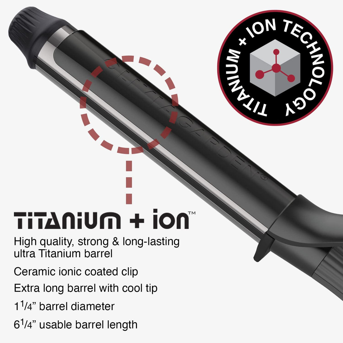 Olivia Garden Titanium + Ion High Performance Professional Curling Iron Dual Voltage with Heat Resistant Heat Mat/Pouch and 1 Limited Edition Detangling Brush