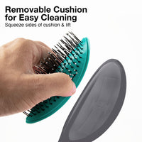 Olivia Garden OG Brush Detangler, removable cushion, scalp hugging shape massages the scalp, for wet or dry hair, for women, men and children, Fine to Medium hair, Black