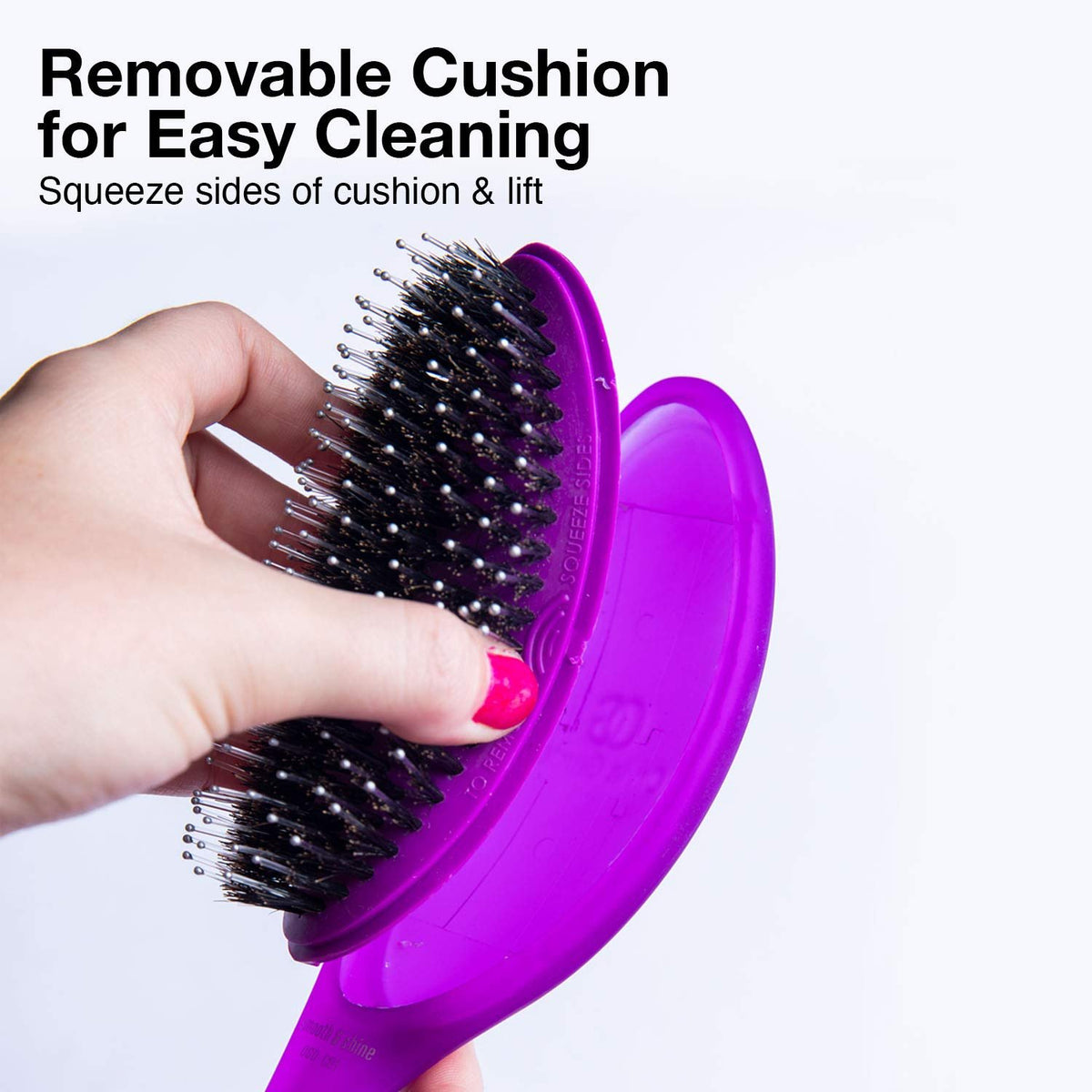 Olivia Garden OG Brush Detangler, removable cushion, scalp hugging shape massages the scalp, for wet or dry hair, for women, men and children, Fine to Medium hair, Black