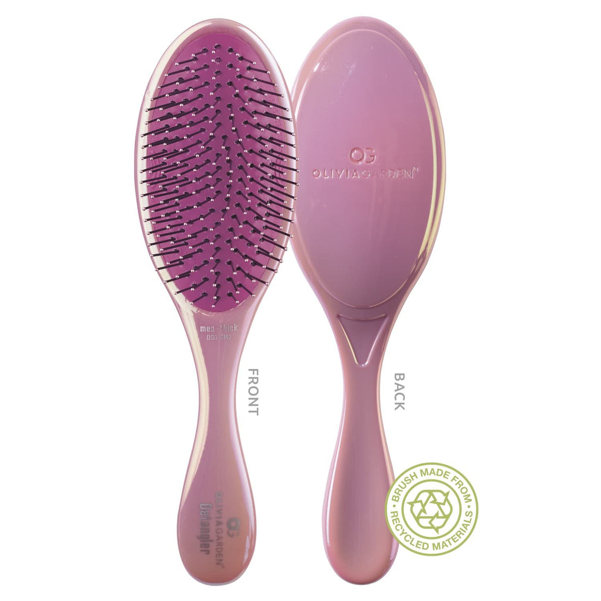 Olivia Garden Opal OG Brush Detangler, removable cushion, scalp hugging shape massages the scalp, for wet or dry hair, for women, men and children, Fine to Medium hair, Opal