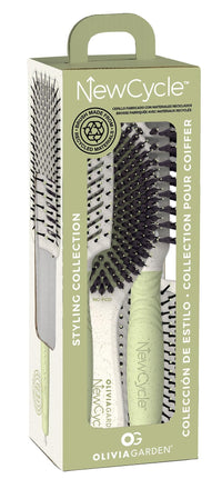 Olivia Garden NewCycle Professional Hair Brush is made from 100% recycled materials (except bristles and cushion), styles all hair types quickly and creates long lasting styles