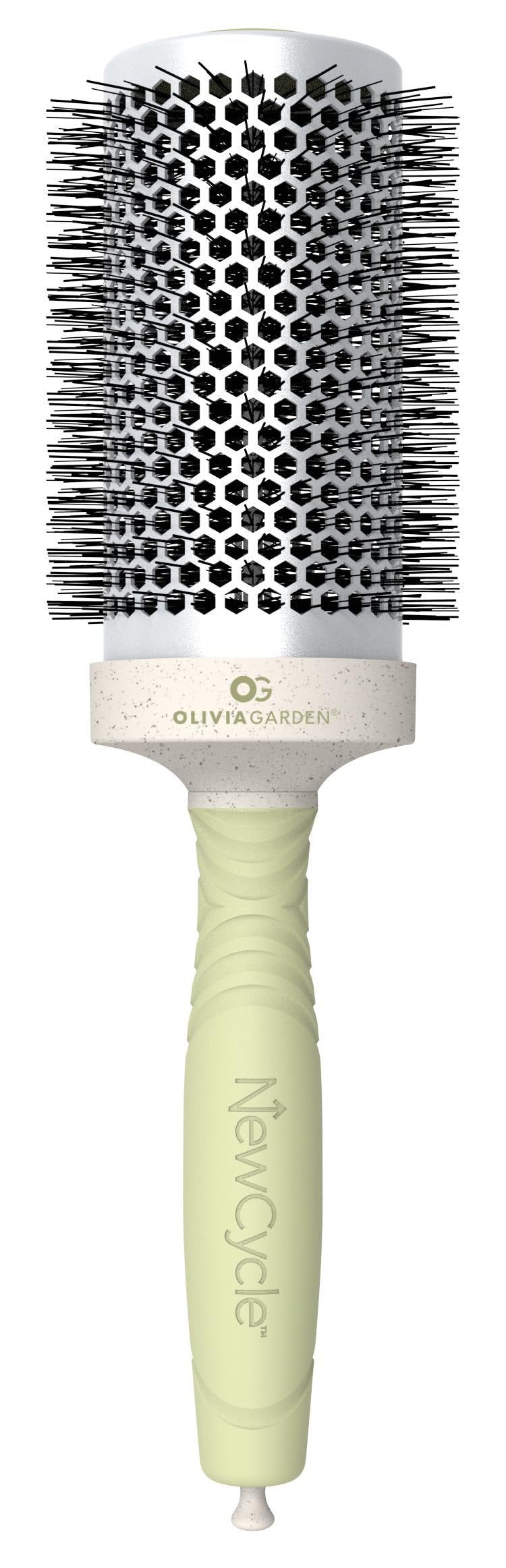 Olivia Garden NewCycle Round Thermal Hair Brush (not electrical) with ceramic barrel, ionic technology and made from 100% recycled material (except bristles)