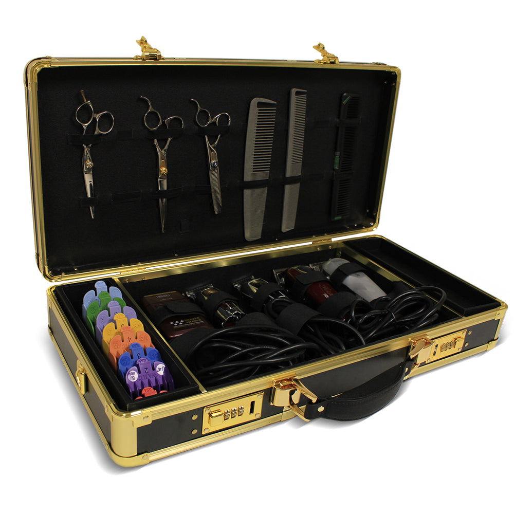 Barber Case Black & Gold, Tool Kit with Gold Trim