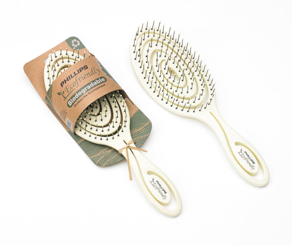 Phillips Eco Friend Biodegradable Hair Brush - Flexible, Vented Brush with Beaded Tips for Detangling and Styling